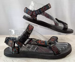 Teva Vintage 90s Old School Sandal Aztec Southwestern Women Shoe Sz 8 Brown Blue - Picture 1 of 12