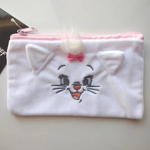 NWT Disney The Aristocats MARIE White Embroidered Plushy ZipperBag / Makeup Bag - Picture 1 of 7