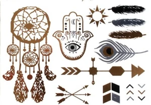 Flash Tattoo Mandala Temporary Metallic Gold Silber Einmal Armband Henna - Bild 1 von 7