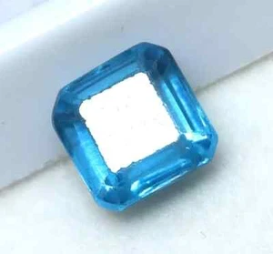 Naturel Santa Maria Aigue-Marine 3.15 CT Bleu Asscher Coupe Certifié Ample Gemme - Picture 1 of 8