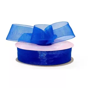 5/8" Wide Royal Blue Shimmer Sheer Organza Ribbon - 25 Yards (501470) - Picture 1 of 1