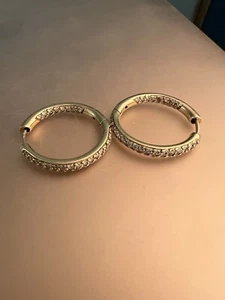Damen 18 Karat Gelbgold Pflaster innen außen Diamant Ohrringe 9,7 g - Bild 1 von 10