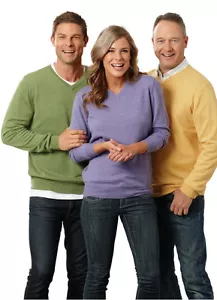 Ansett Australia Fine Gauge Sweater Pure Merino Wool V Neck Jumper in 18 Colours - Picture 1 of 19
