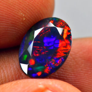 2.82Ct Word 3D Multi Color Flash Natural Solid Welo Black Fire Opal
