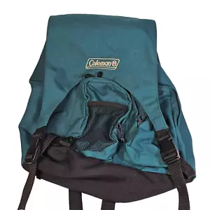 Vintage Coleman Top-Flap Wide Mouth Drawstring Backpack Green Nylon 12x14" - Picture 1 of 10