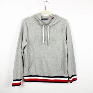 Tommy Hilfiger Embossed Logo Hoodie Pullover Sweatshirt Gray Womens Medium - Picture 1 of 6