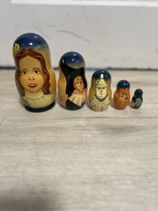 Wizard of Oz Nesting Dolls Lot Of 5 Wood Collectible Vintage - Picture 1 of 6