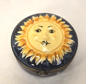 Vintage Limoges Rochard handbemalt Sonne Sterne Planeten Porzellan Schmuckschatulle - Bild 1 von 4