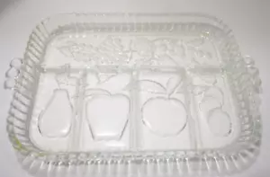 Bandeja para servir plato de frutas vintage dividido de vidrio de Indiana de sabor de mediados de siglo - Imagen 1 de 7