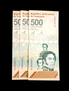 3 x VENEZUELA 500 BOLIVARES DIGITALES aUNC -2023/24 - 500 million redenominated - Picture 1 of 3