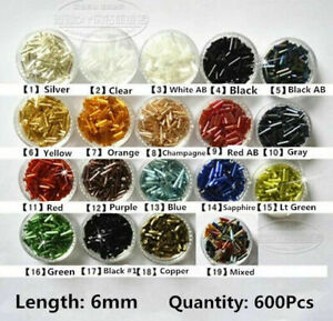 1Pack 600Pcs 2x6mm Glass Bugle Tube Beads For Jewelry Making DIY#