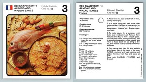 Red Snapper Almond & Walnut Sauce #52 Fish Cavendish Int. 1970's Recipe Card