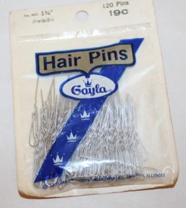 Vintage Bobby Hair Pins GAYLA  No 950 Invisible 1-34" / 120 Pins - 19C - Picture 1 of 5
