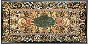 Tavolo da pranzo 36""x48"" Marmo Nero Lastra Multi Pietra Mosaico Belle Decorazioni Sala Lavoro - Foto 1 di 8