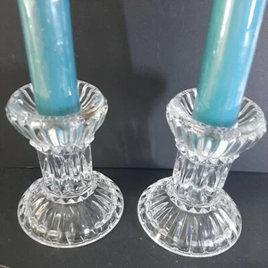 De Colección Par Reversibles Mikasa Cristal Jubilación Candelabros Cónicos/Té/Votivos - Imagen 1 de 8