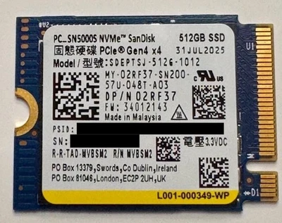 SanDisk PC_SN5000S 512GB NVMe SSD M.2 2230 PCIe Gen4 x4 SDEPTSJ-512G-1012 - Bild 1 von 2