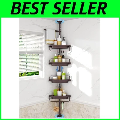 Caddy de banheiro durável à prova de ferrugem - 4 prateleiras grandes com ajuste de poste de tensão 39-113" - Imagem 1 de 4