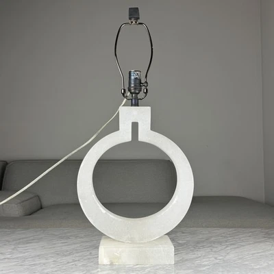 Visual Comfort Alabaster Ring Form Chapman Stone Table Lamp White - Image 1 of 4