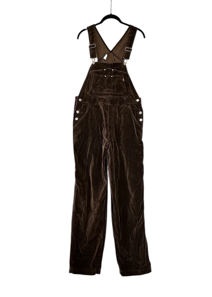 Jordache Vintage 90s Y2K Carpenter Overalls Chocolate Brown Velvet Fall Size Med - Image 1 of 4