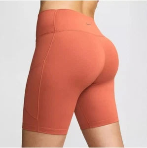NUEVO X-Small Para mujeres Nike One Pantalones Cortos de Motociclista Cintura Alta 8" Bolsillos Quemados Salida del Sol - Imagen 1 de 8