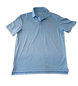 Vineyard Vines Performance Polo Shirt Mens Medium Blue Striped Stretch - Picture 1 of 7
