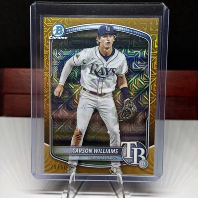 Carson Williams - 2025 Bowman Chrome Gold Mojo Refractor 💎/50 - Rays - Image 1 of 3