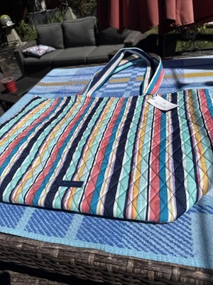 Bolso de Mano Vera Bradley Grand Vera Cabana a Rayas Nuevo con Etiquetas Foto 1 de 4