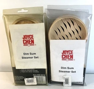 4 Joyce Chen Dim Sum Bamboo Steamers 4" Baskets New Old Stock - Picture 1 of 10