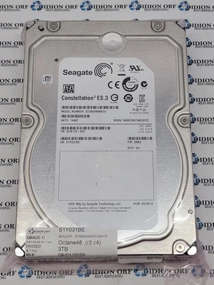 SEAGATE 3TB 3.5" SATA HDD 7200 RPM ST3000NM0033-9ZM178, GRADE C, SKU 19419 - Image 1 of 2