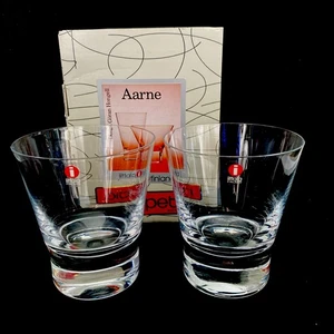 Iittala Aarne Set of 2 Double Old Fashioned Crystal Glasses Finland NIB - Picture 1 of 16