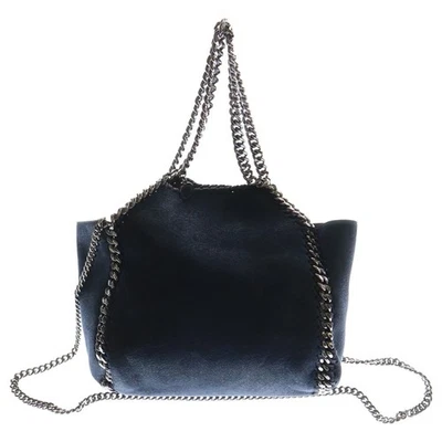 Bolso de Mano Stella Mccartney Falabella 2 Vías Bolso de Hombro Cadena Azul Marino Gamuza Plateado Foto 1 de 4