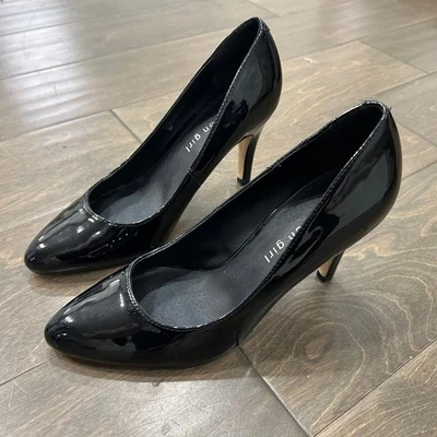 Madden Girl Heels Womens 6 Shiine Casual Slip On Pumps Black Faux Leather - Image 1 of 4