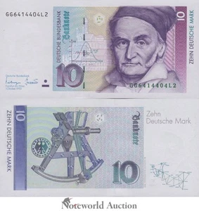 GERMANY 10 Deutsche Mark 1993 P 38c MINOR SPOT UNC - Picture 1 of 3