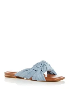 MARC FISHER Womens Blue Knot Farisa Square Toe Slip On Slide Sandals Shoes 7 M - Picture 1 of 8