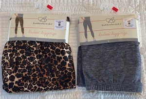 2 Pair Bobbie Brooks Ladies Leggings Gray & Leopard Print L  (12-14) - Picture 1 of 4