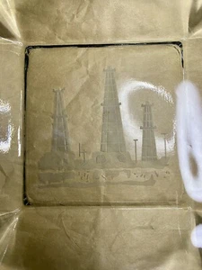 Vintage Zigarrenaschenbecher geätzt Öl Derricks Texas T Derrickman Roughneck Ölplattform - Bild 1 von 6