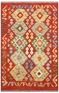 136 x 90cm Rug Natural Handwoven Wool Rug Vintage Kilim Traditional Kilim Carpet - Picture 1 of 6
