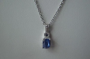 1.05ct Kyanite / Blue Sapphire Platinum Over Silver Pendant w/ Free 20" Chain - Picture 1 of 11