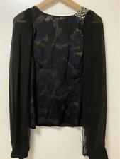 Dries Van Noten Jacquard Sleeve Blouse Silk Blend Sheer Italy Black 22M Women S