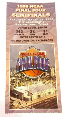 1998 Final Four Semi Ticket Kentucky Utah North Carolina Stanford Basketball cr Cover