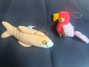 DAN BRECHNER VINTAGE PLUSH CARNIVAL PRIZES LOT OF 2 PUFFER PARROT & FISH - Picture 1 of 14
