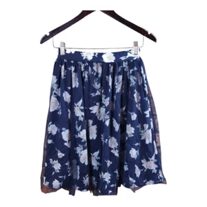 Majestic Legon Mesh Floral Print A-line Knee Length Skirt in Blue Women's Medium - Picture 1 of 6