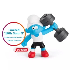 McDonald's Happy Meal Smurf Series (2024) - Schleich 28021-16 Weightlifter Smurf - Picture 1 of 7