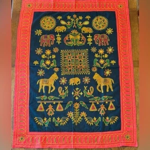 vintage Banjara wall hanging textile art Multicolor Bohemian tribal boho throw - Picture 1 of 11