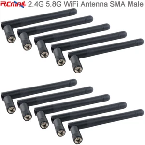 10pcs 2.4G 5.8G Dual Band Wireless WiFi Antenna SMA Male 3dBi High Gain 110mm - Picture 1 of 3