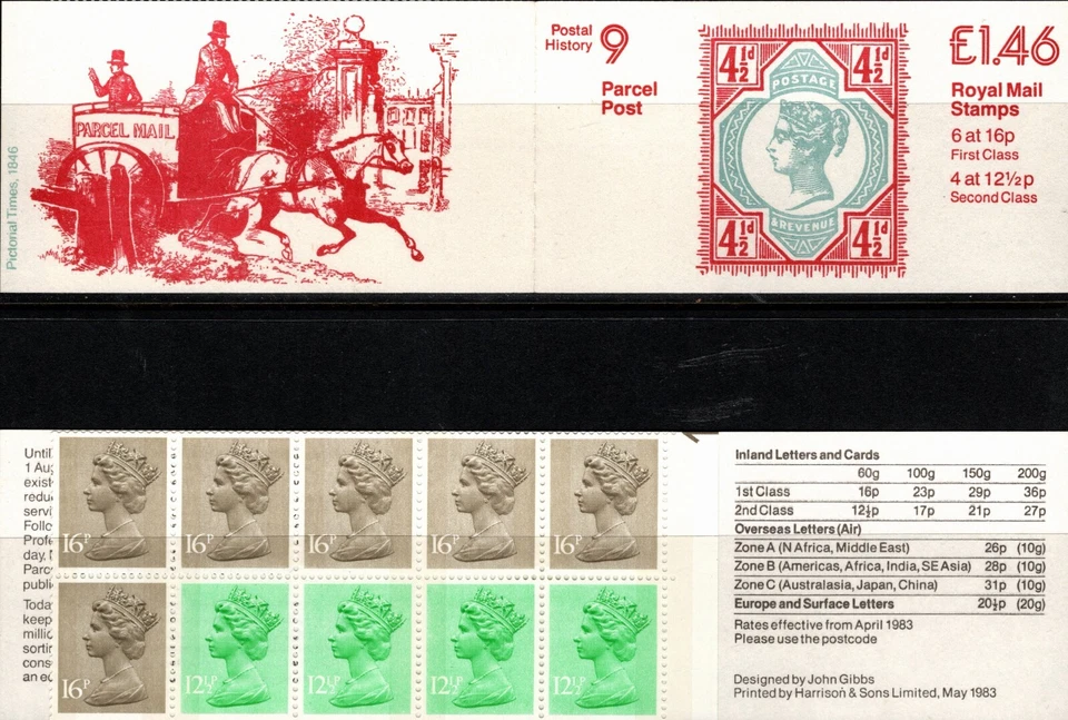 UK 1983 TWO BOOKLETS PARCEL POST HISTORY CENTENARY LEFT & RIGHT 20 STAMPS MNH - Image 1 of 4