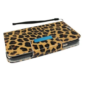 NEW ELEGANI Vegan PU Leather Case Stand with Strap for Samsung Galaxy S5 Leopard - Picture 1 of 4