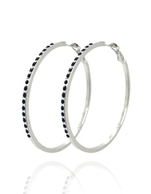 Hoops in Black Swarovski Elements Crystal Earrings 18K White Gold Plated - Image 1 of 3
