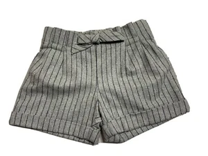 CrewCuts Black Gray Wool Pinstripe Shorts Girls Size 6 Elastic Waist Bow NEW - Picture 1 of 5