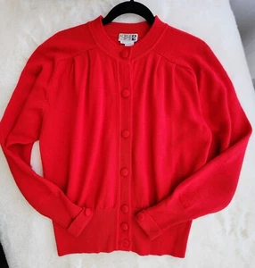 Adele Joyce vintage, 100% Merino wool, red cardigan - Size Medium - Picture 1 of 8